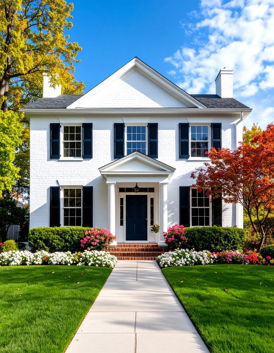 Traditional White Brick Georgian - 25 White Home Exterior Ideas