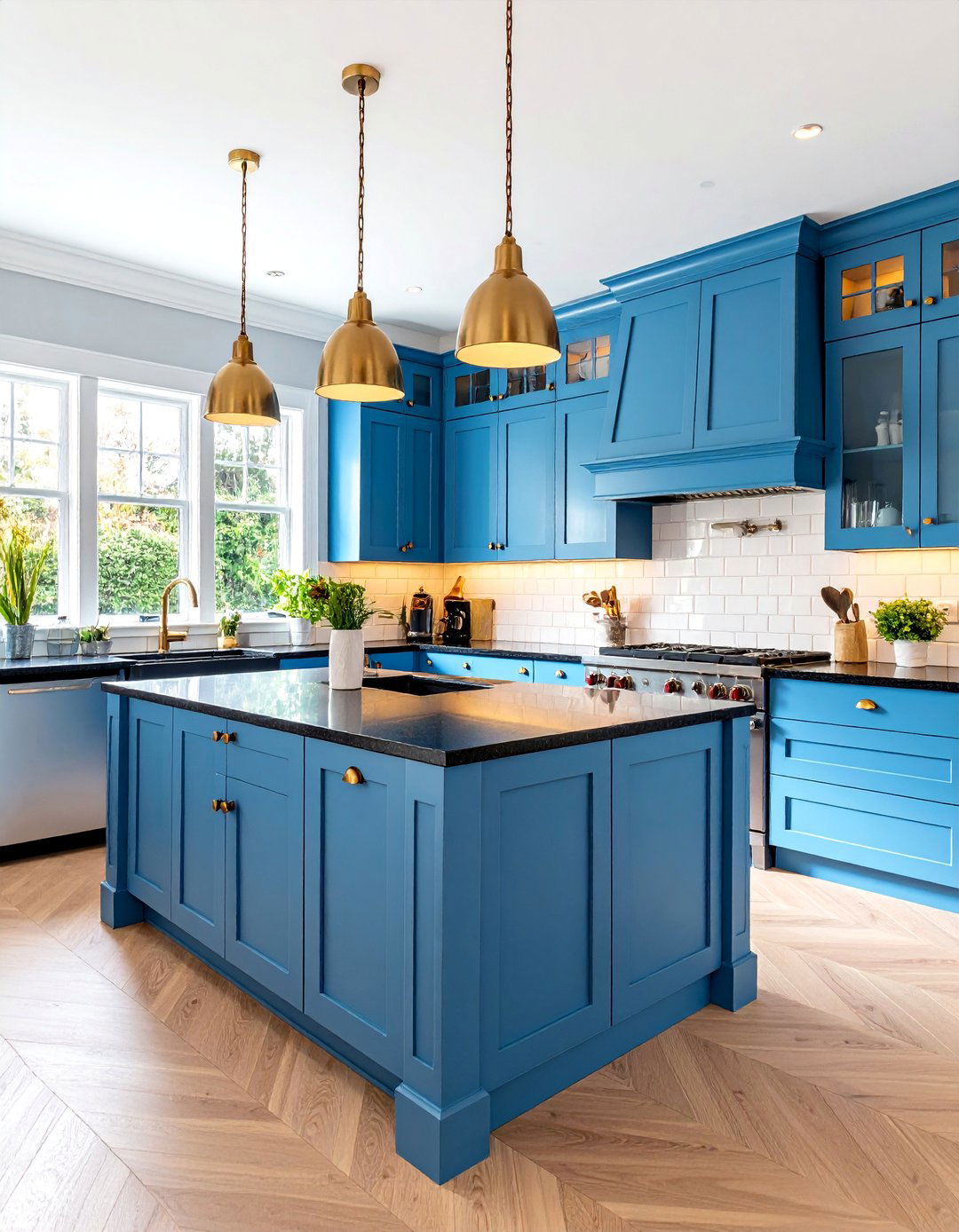 Traditional White Shaker Kitchen with Black Granite Countertops - 25 black white and gold kitchen ideas