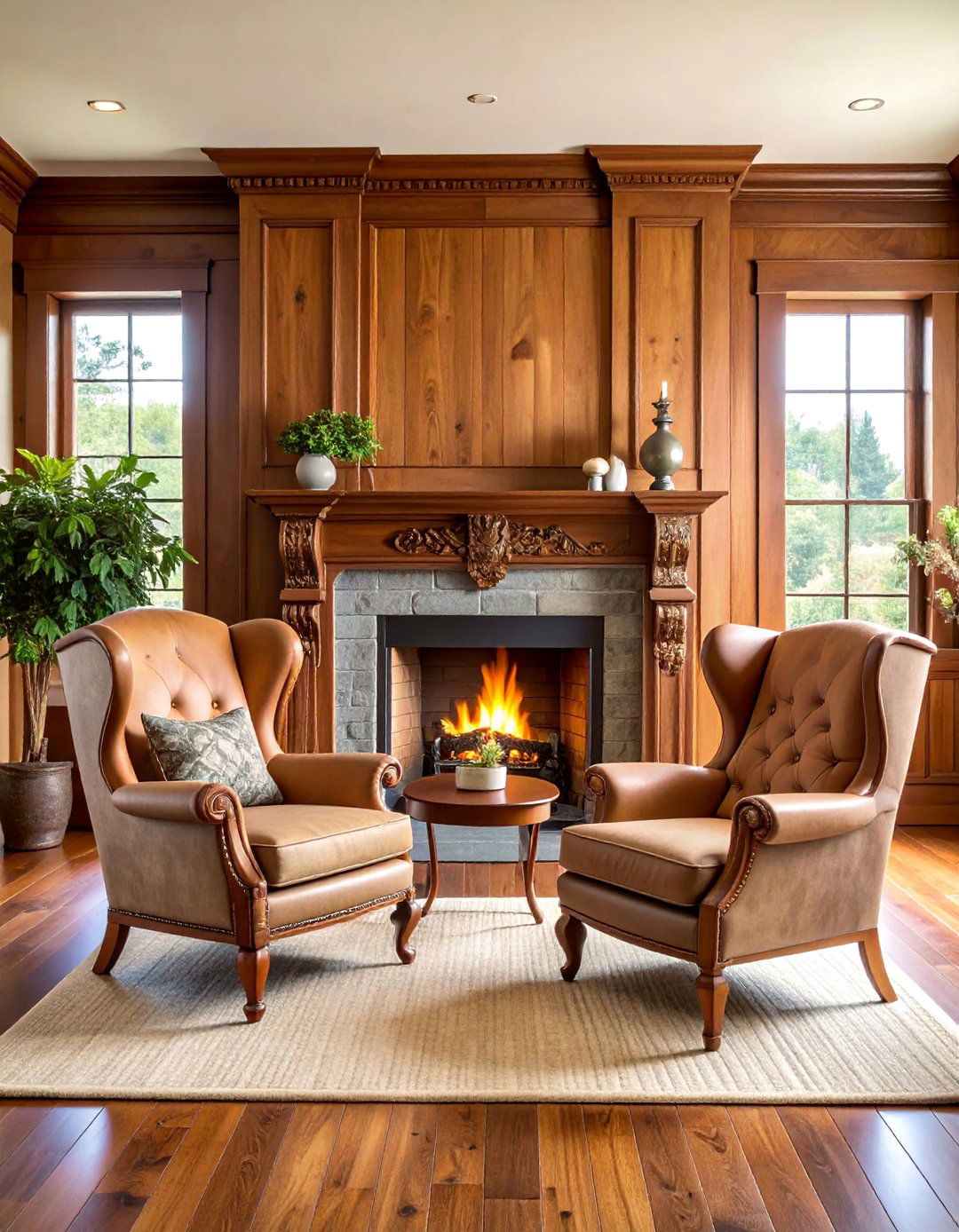 Traditional Wood Clad Floor to Ceiling Fireplace - 25 Floor to Ceiling Fireplace Ideas