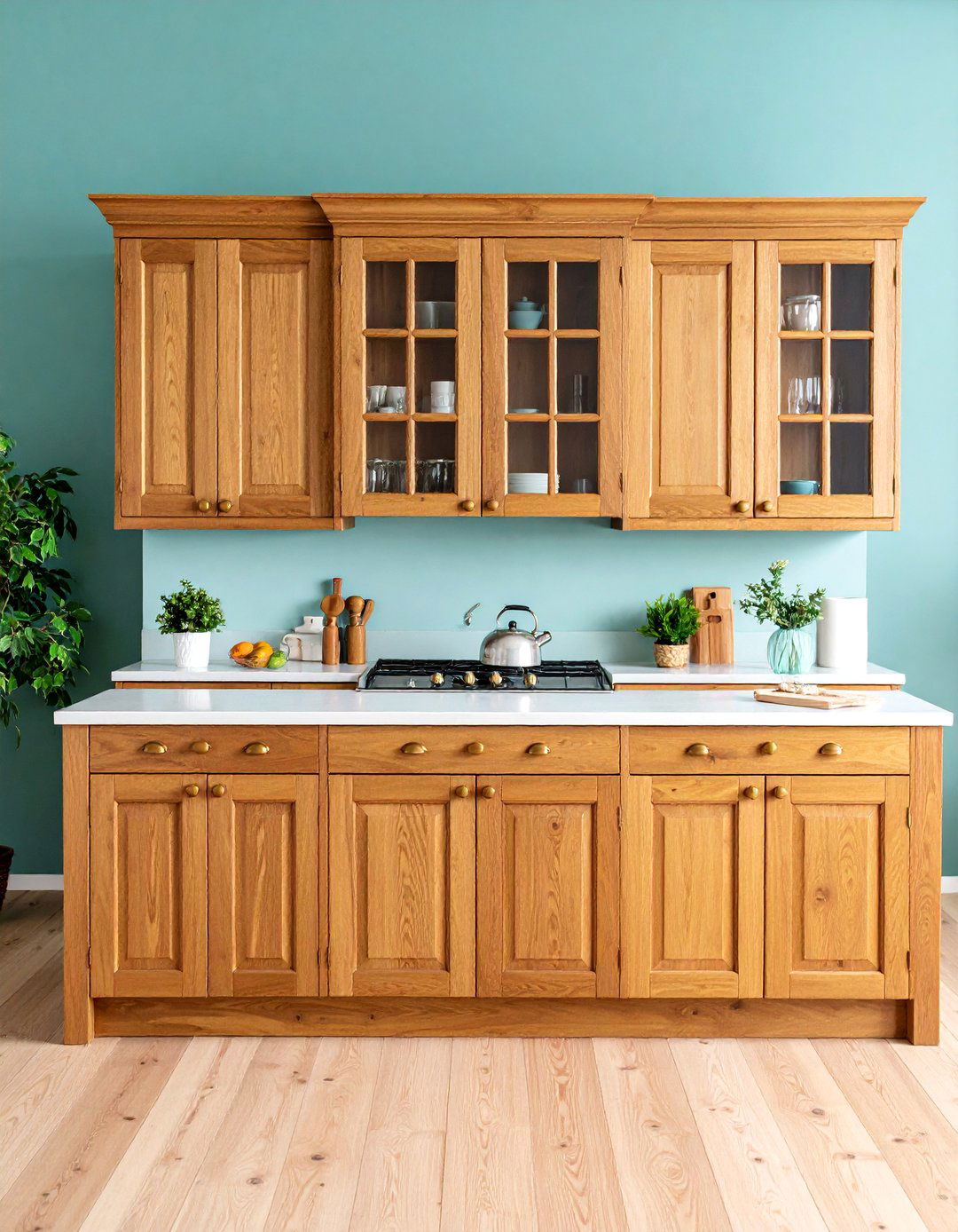 Traditional Wood and Glass Hutch Style - 25 Modern Style Glass Kitchen Cabinets