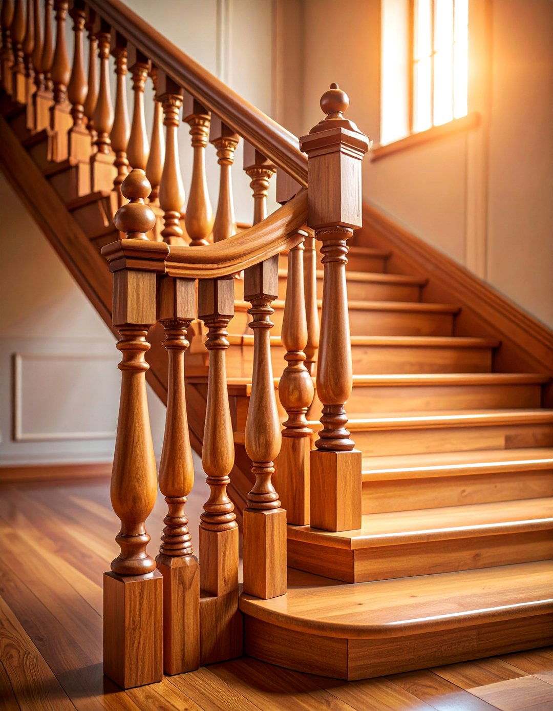 Traditional Wooden Baluster Railing - 25 Stair Railing Ideas