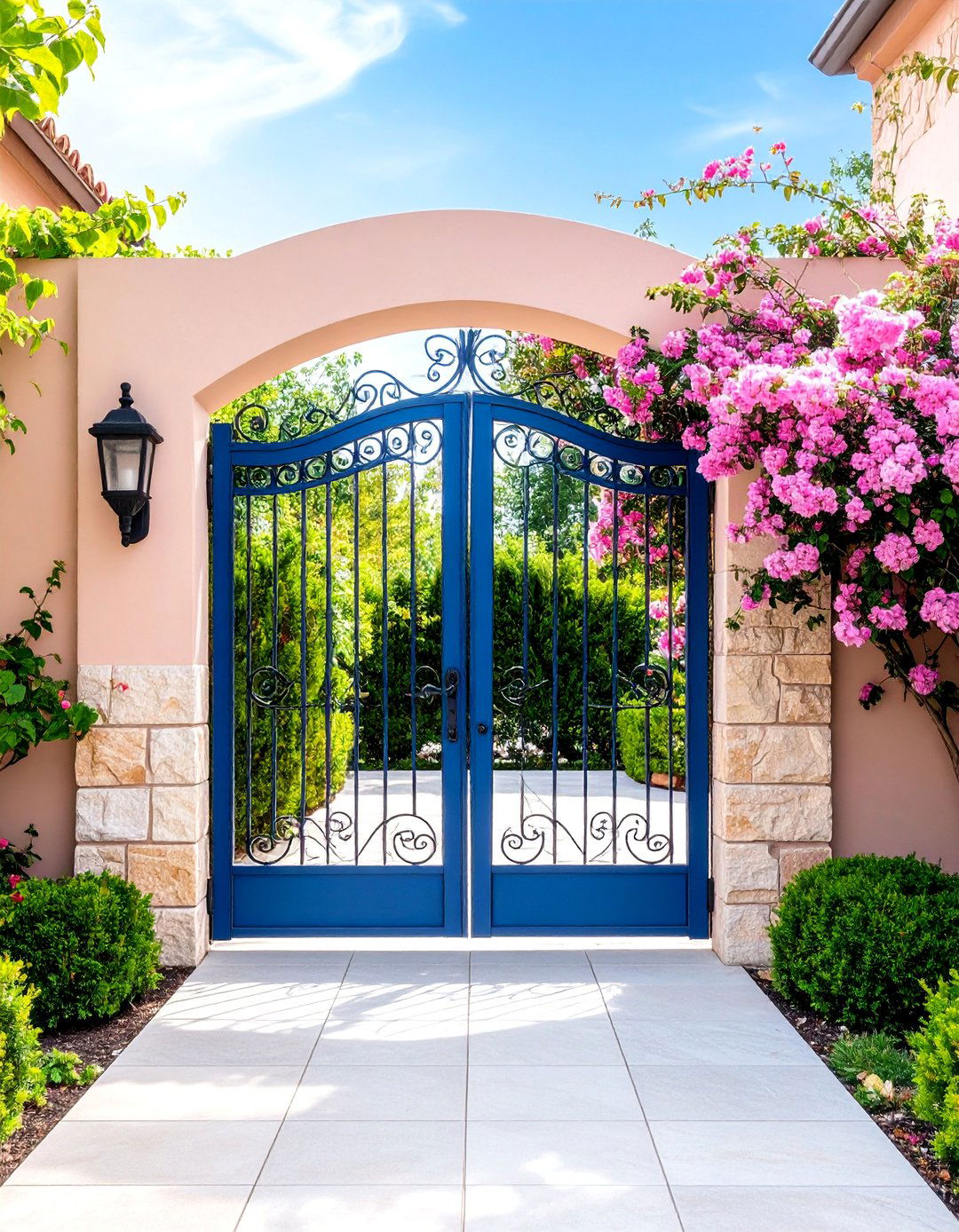 Traditional Wrought Iron Gate with Ornate Scrollwork - 25 Front Gate Ideas