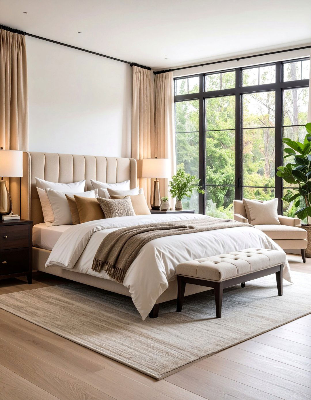 Transitional Bedroom with Classic Comfort - 25 Black and Beige Bedroom Design Ideas