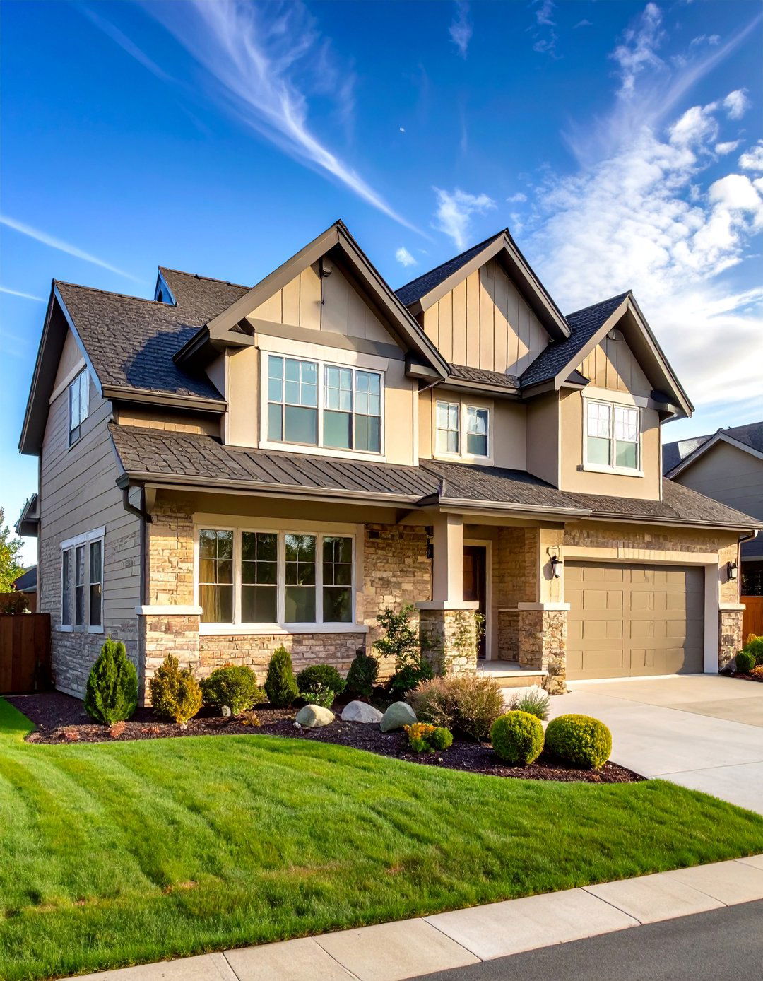 Transitional Beige Brick Blend of Styles - 25 Beige Brick Exterior Home Ideas