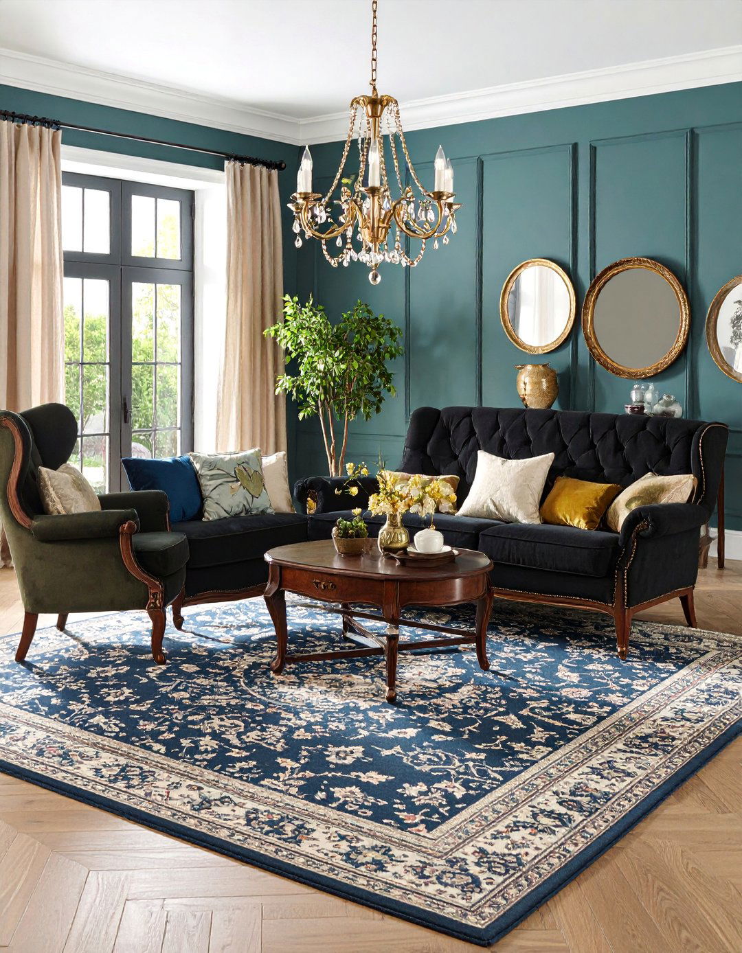 Transitional Black Couch with Classic and Modern Elements - 25 Black Couch Living Room Ideas