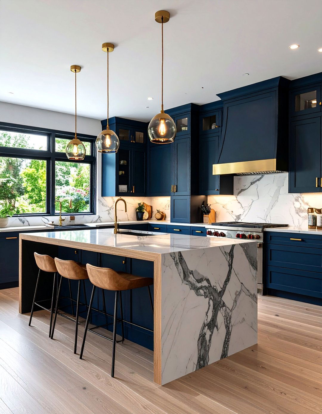 Transitional Black Kitchen with Mixed Materials - 25 Kitchens With Black Cabinets