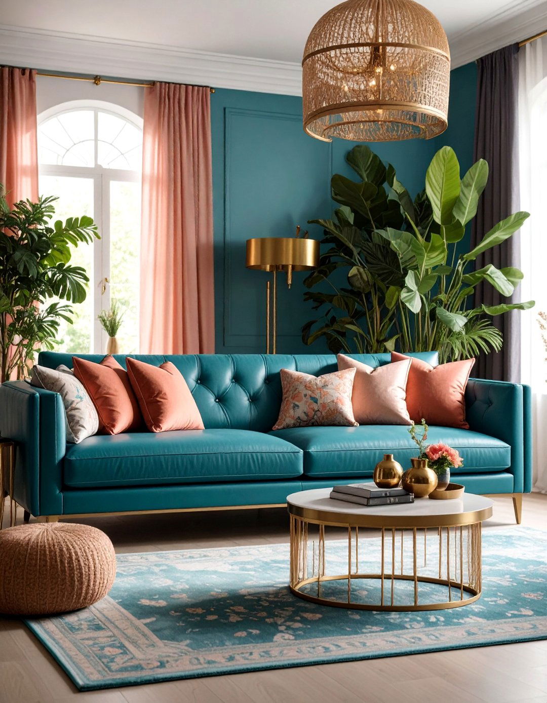 Transitional Black Leather Sofa with Mixed Metals - 25 Living Room Ideas With Black Couches