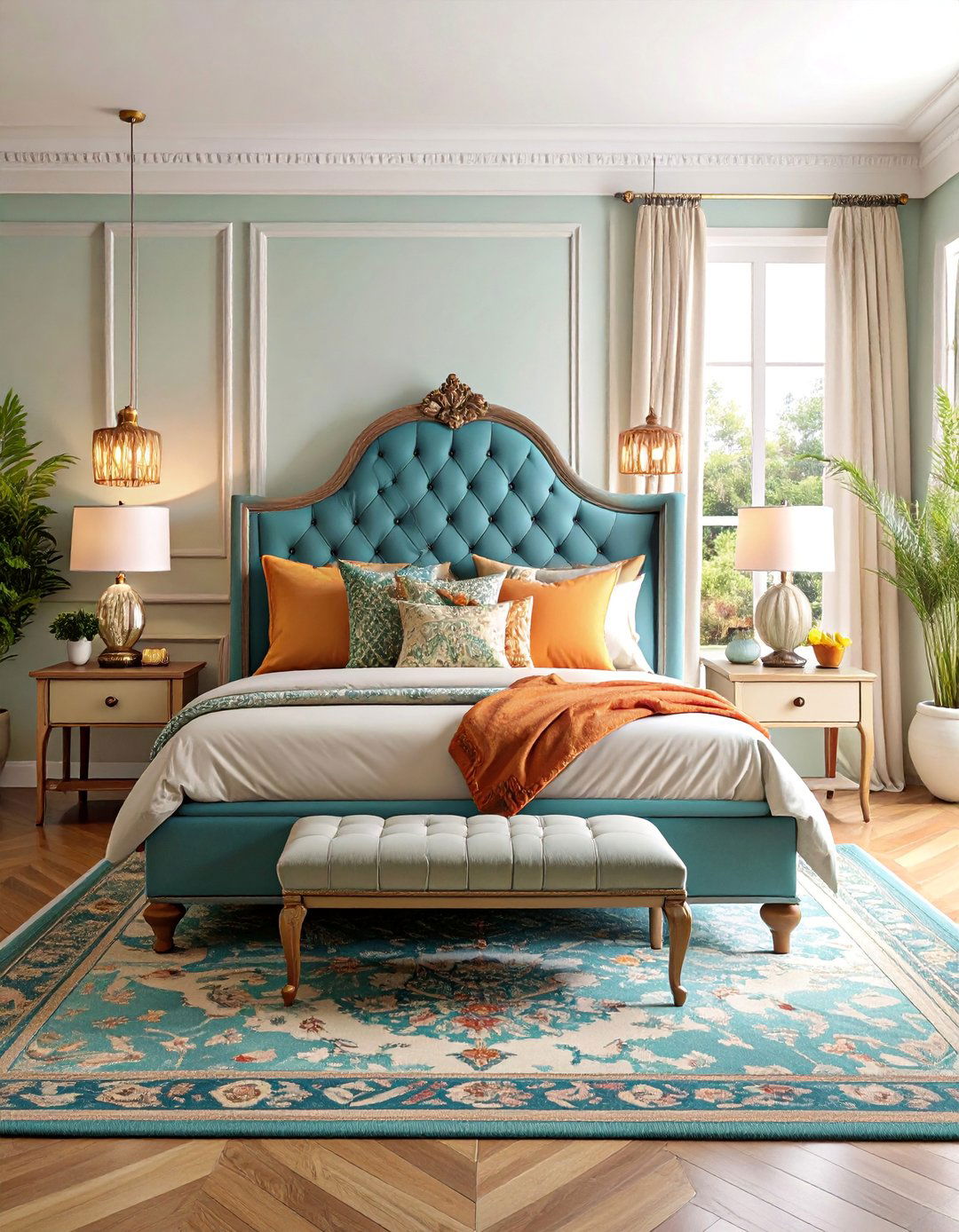 Transitional Blue and Beige Bedroom - 25 blue and beige bedroom ideas