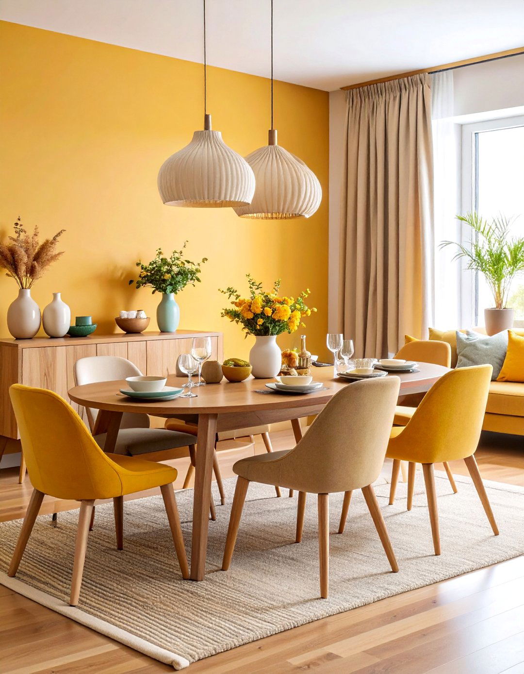 Transitional Casual Dining Room with Curved Furniture - 25 Casual Dining Room Ideas