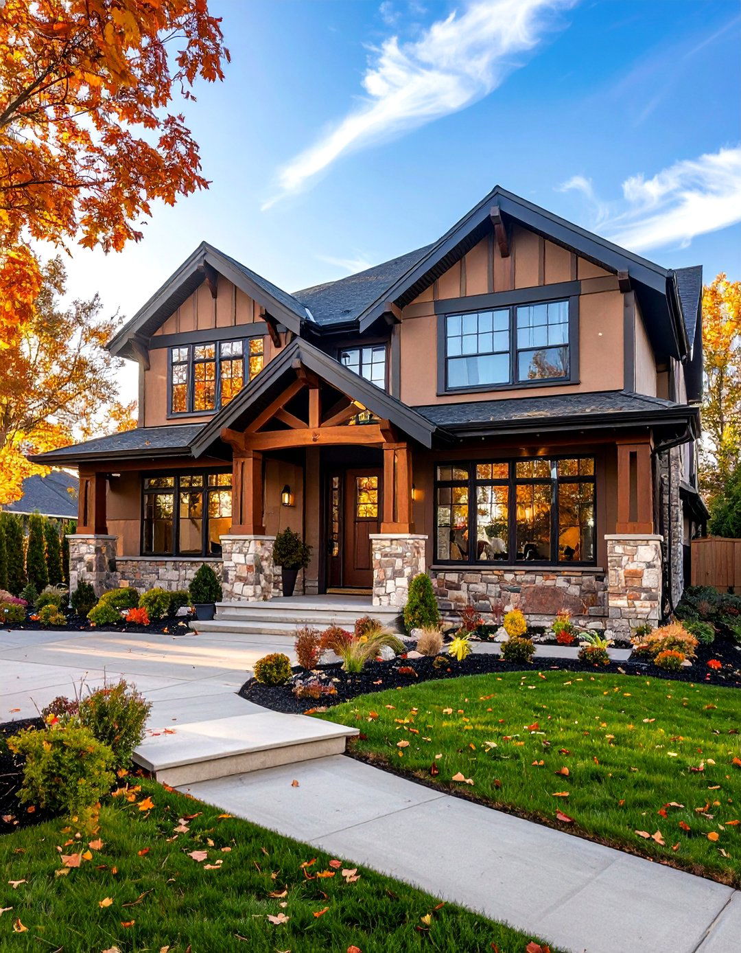 Transitional Clay Siding with Mixed Materials - 25 Home Designs Using Natural Clay Siding Colors