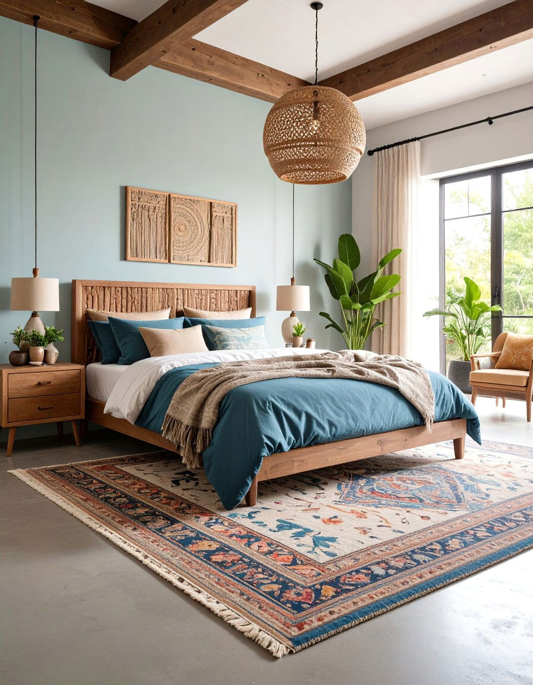 Transitional Comfort with Neutral Overlays - 25 Concrete Floor Bedroom Ideas