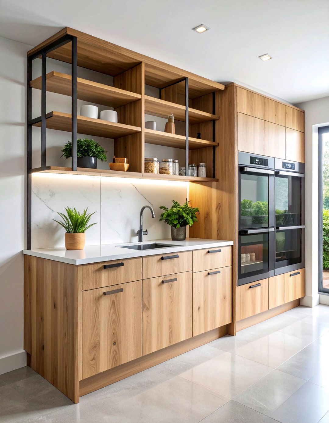 Transitional Corner Pantry with Mixed Materials - 25 Corner Pantry Ideas