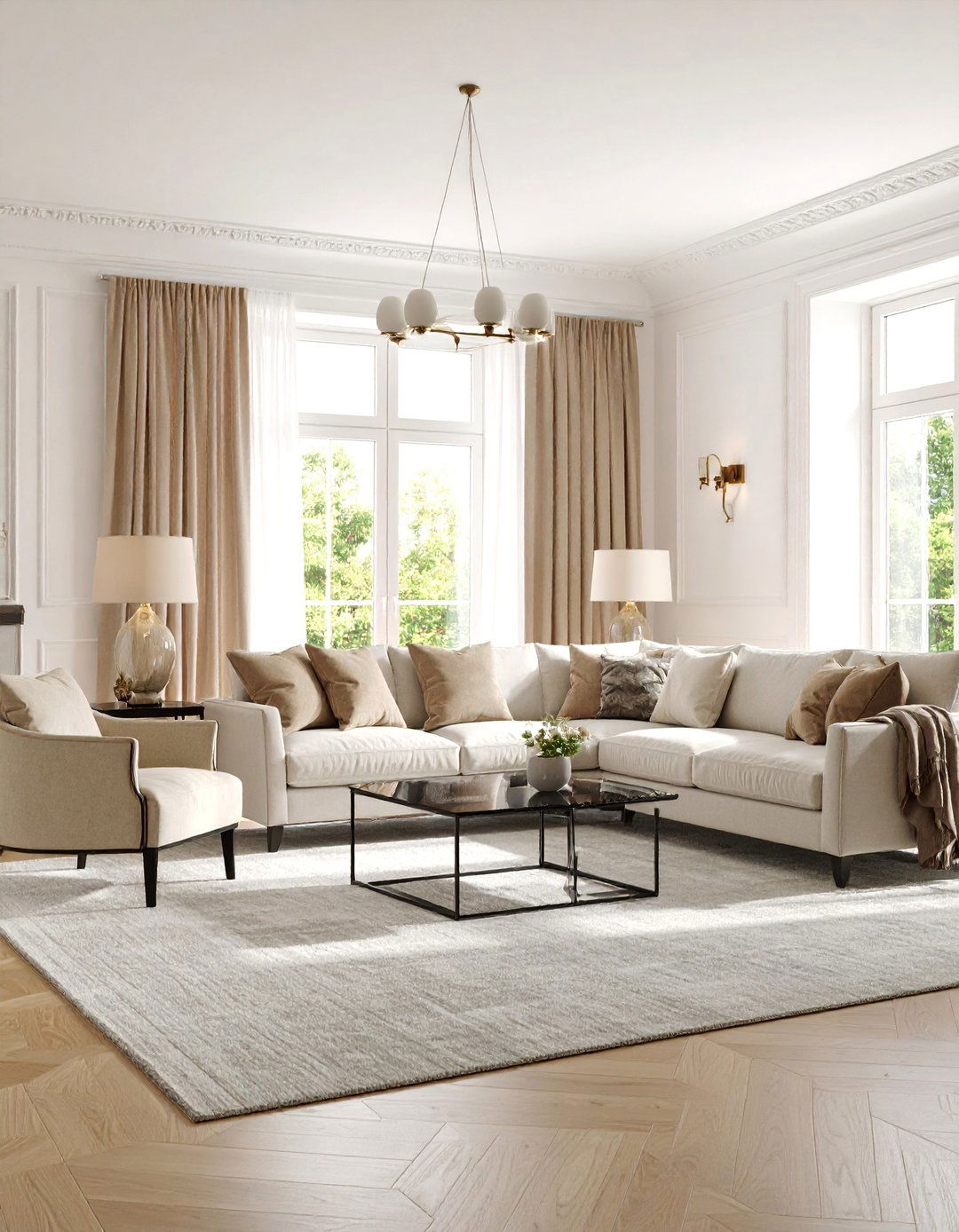 Transitional Cream and Black Living Room - 25 Cream and Black Living Room Ideas