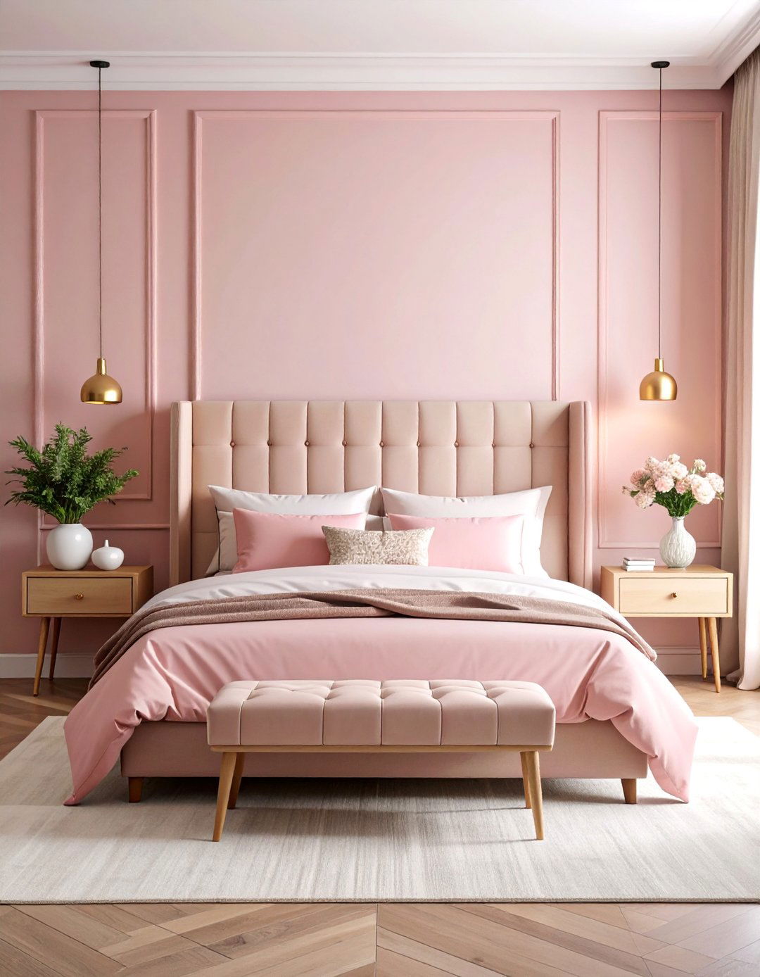 Transitional Dusty Rose Bedroom with Classic Comfort - 25 Dusty Rose Bedroom Ideas