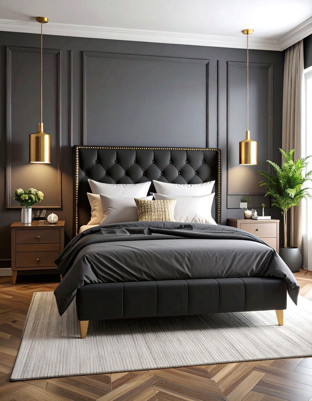 Transitional Elegance with Balanced Elements - 25 Black and Gold Bedroom Ideas
