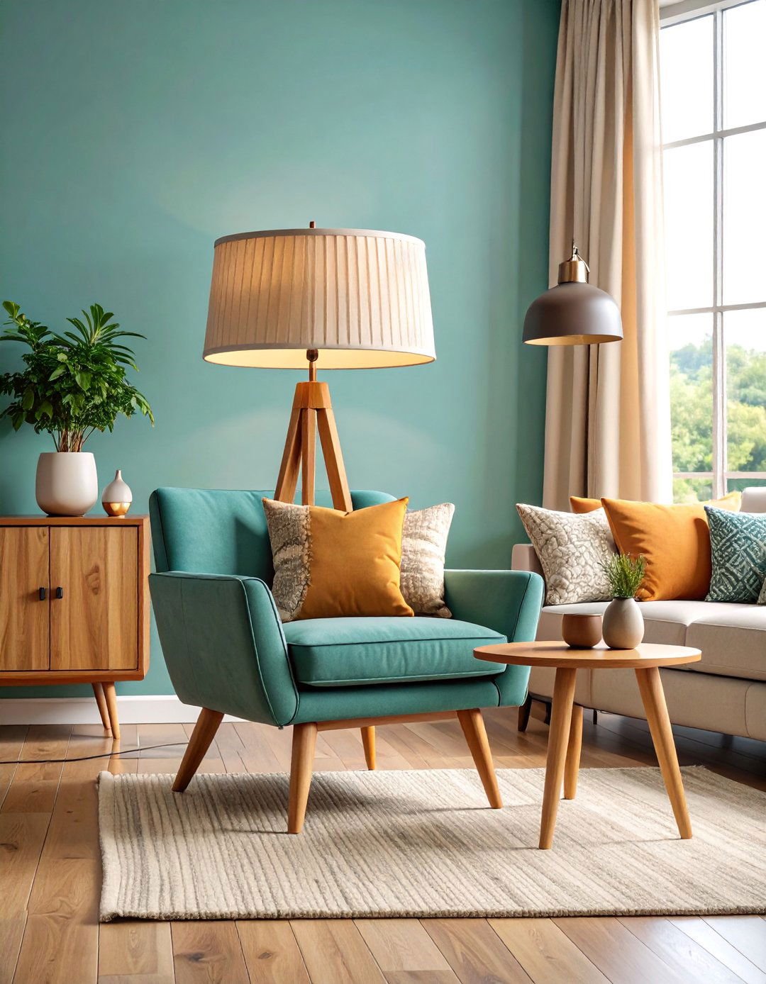 Transitional Fabric and Wood Floor Lamp with USB Charging - 25 Living Room Floor Lamp Ideas and Inspiration