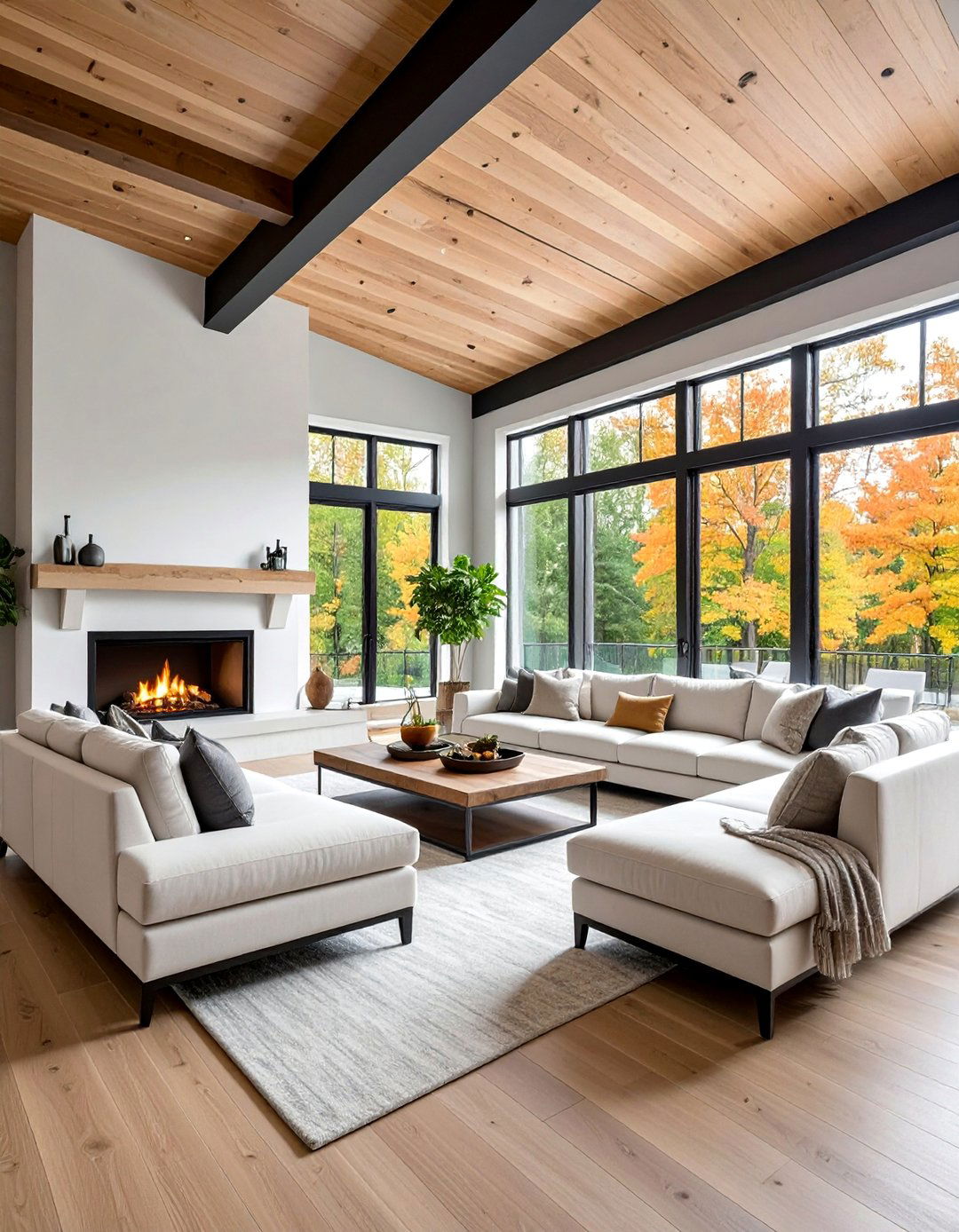Transitional Family Room Design - 25 Black Ceiling With Grey Walls