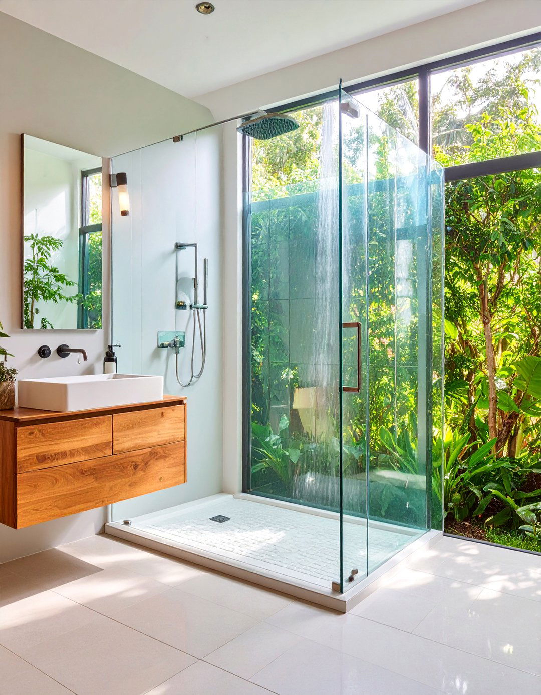 Transitional Glass Block Shower with Privacy - 25 Luxury Shower Ideas