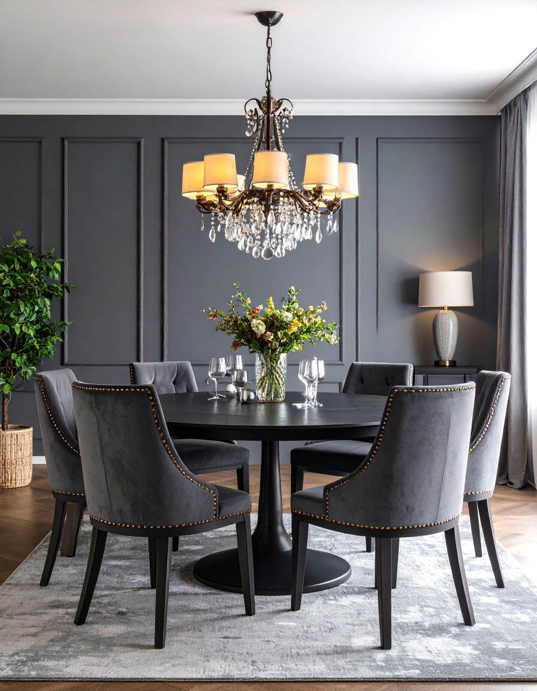 Transitional Gray Dining Room with Mixed Materials - 25 Gray Dining Room Ideas