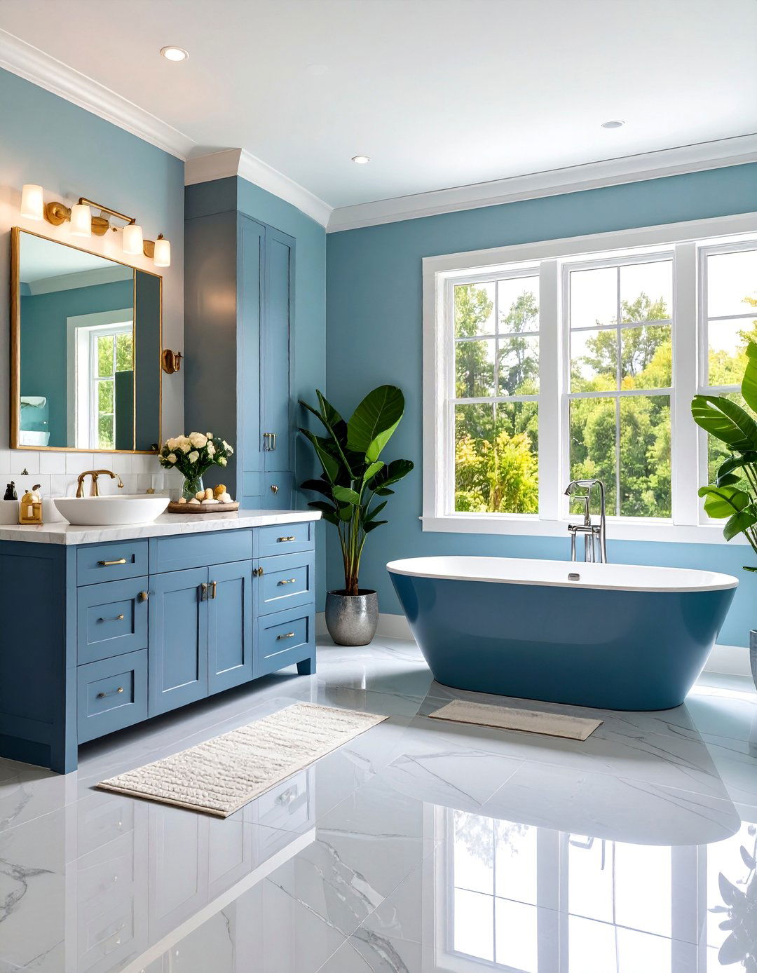 Transitional Gray Floor Bathroom with Marble Countertops - 25 Gray Floor Bathroom Ideas