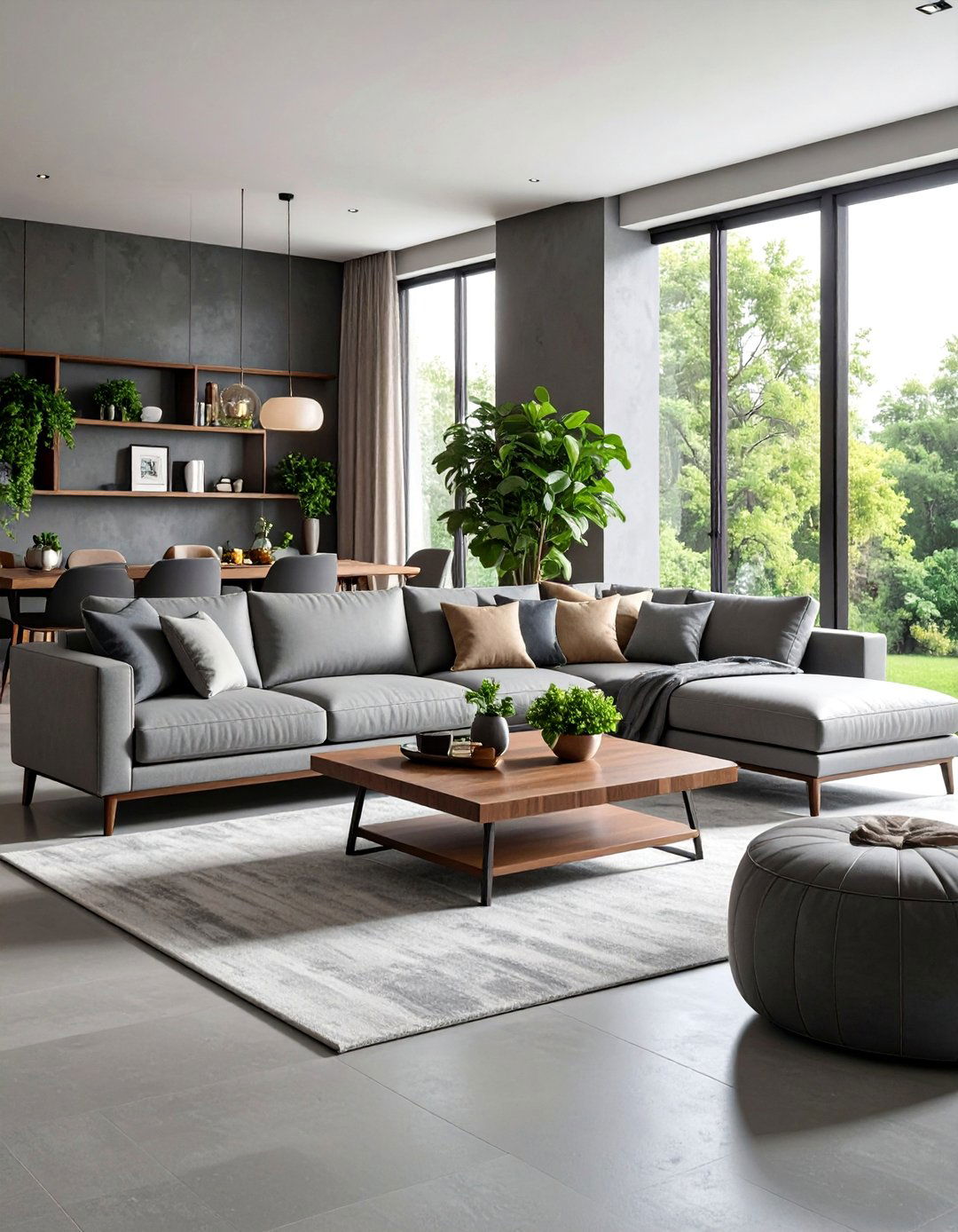 Transitional Gray Living Room with Mixed Textures - 25 Gray Living Room Ideas