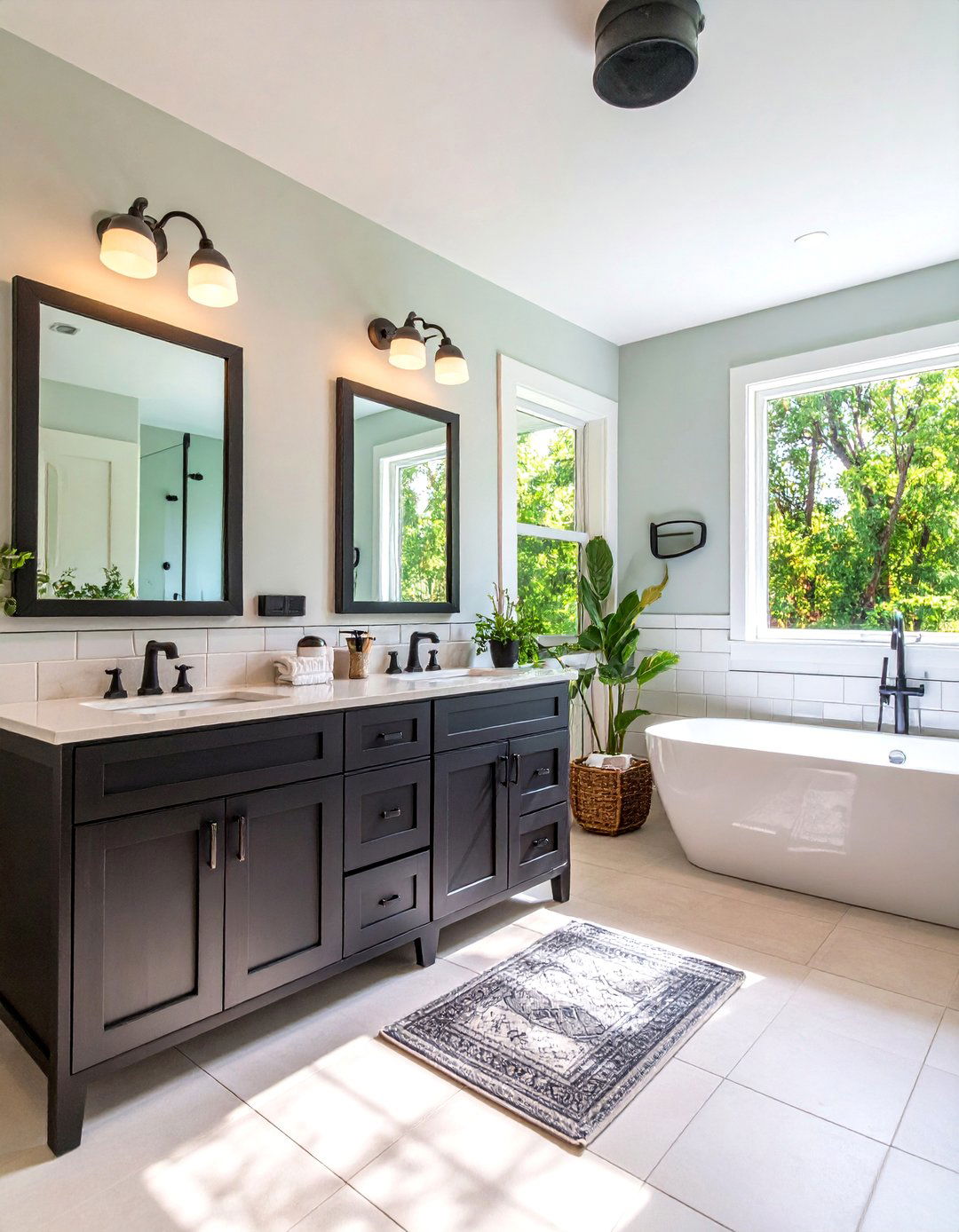 Transitional Guest Bathroom with Balanced Black Accents - 25 Bathroom With Black Fixtures