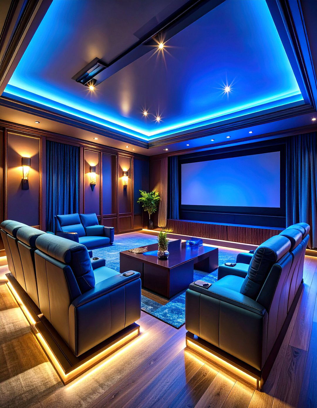 Transitional Home Theater with Luxury Seating - 25 Transitional Interior Design Ideas