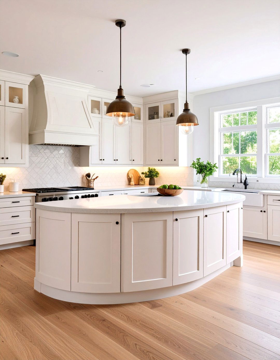Transitional Kitchen with Curved Island - 25 Transitional Kitchen Ideas