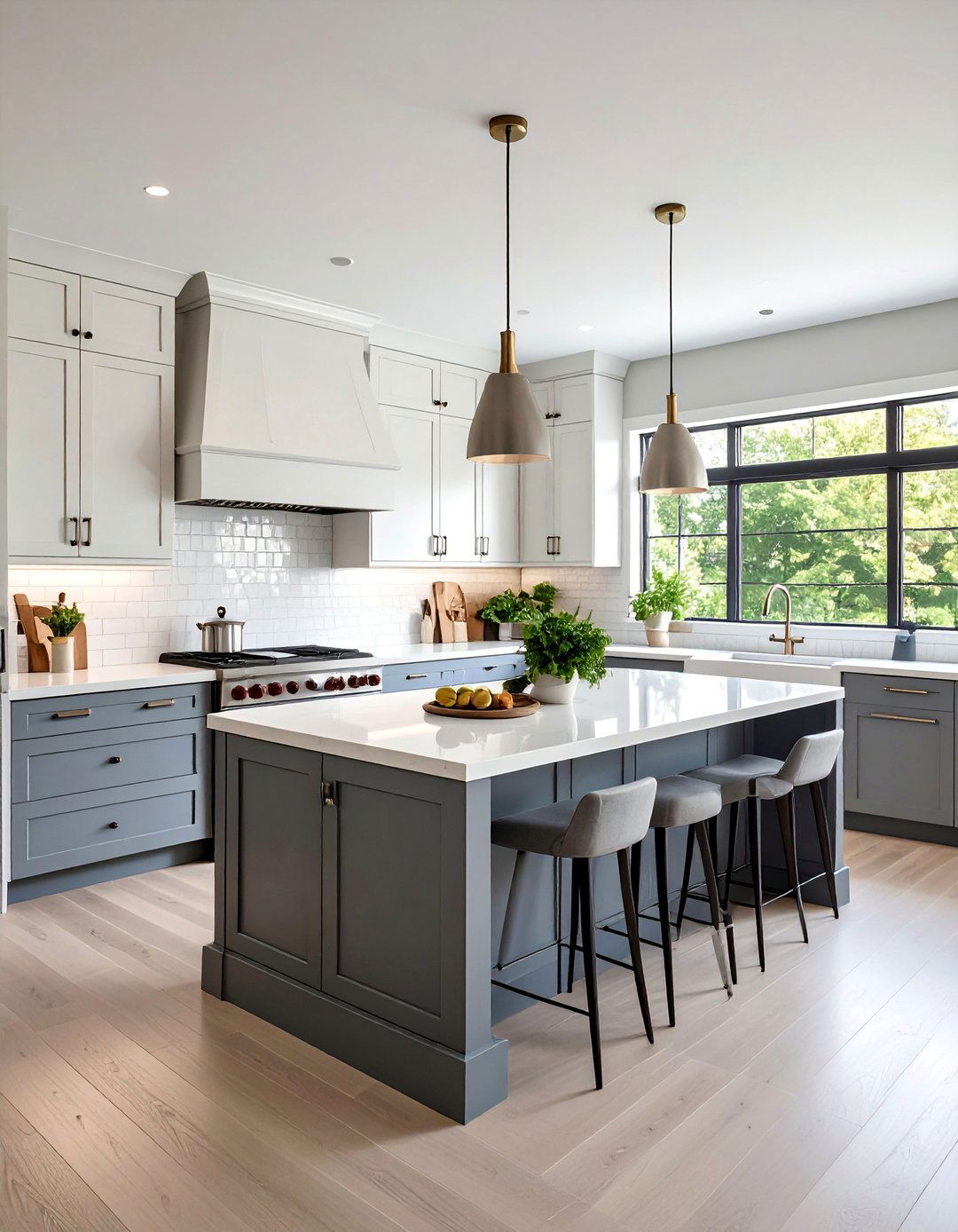 Transitional Kitchen with Mixed Grey and White Elements - 25 Grey and White Kitchen Ideas