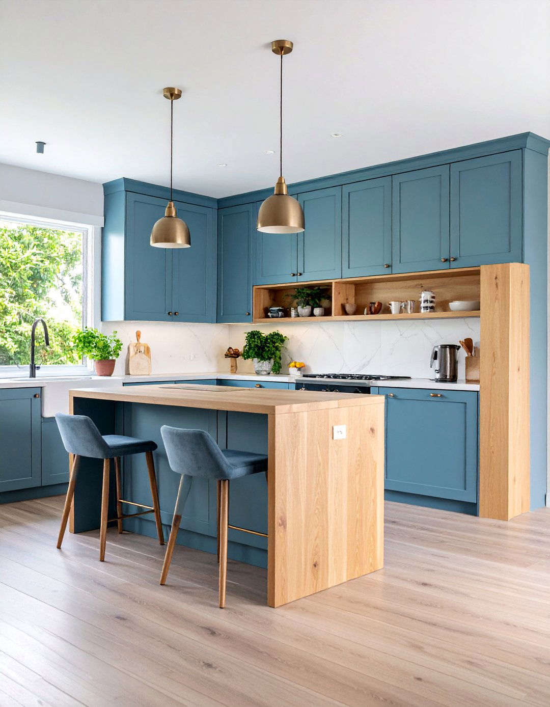 Transitional Kitchen with Neutral Tones and Mixed Materials - 25 Eat in Kitchen Ideas