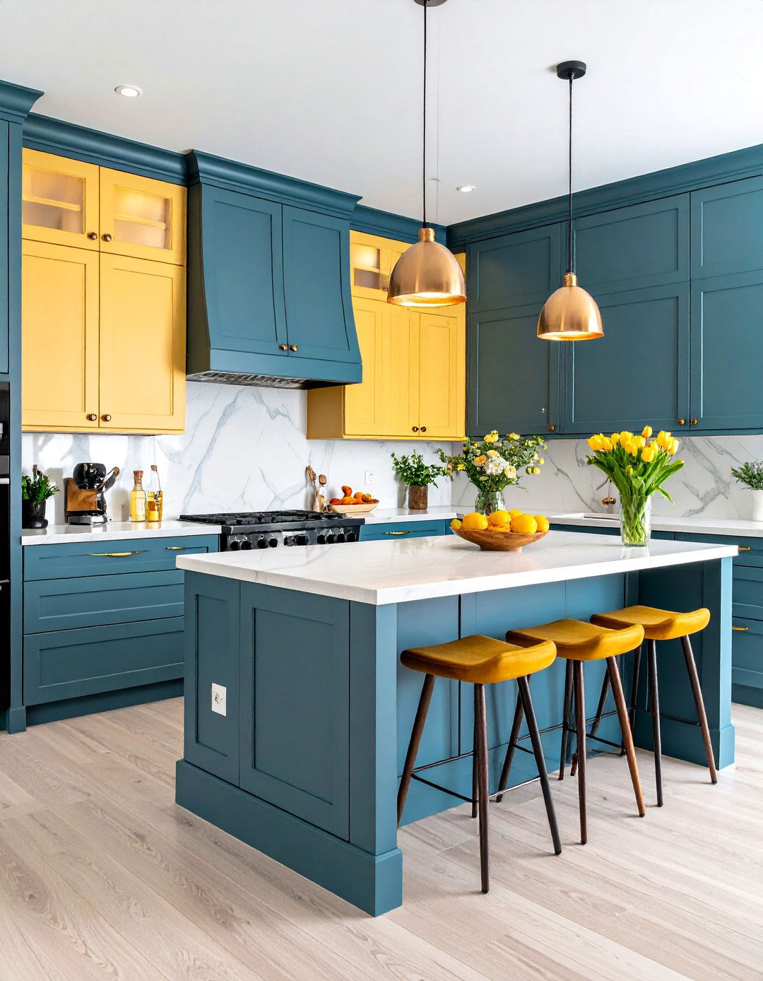 Transitional Kitchen with Two Tone Cabinets and Black Appliances - 25 Kitchen With Black Appliances