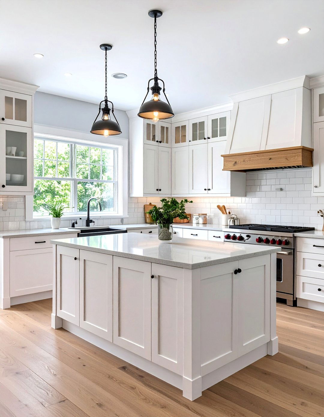 Transitional Kitchen with White Oak and White Subway Tiles - 25 Kitchens With White Oak Cabinets