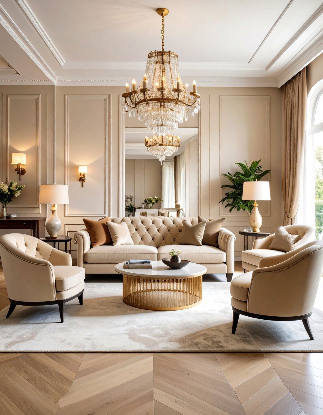 Transitional Living Room with Mixed Textures and Neutral Palette - 25 Long Living Room Ideas