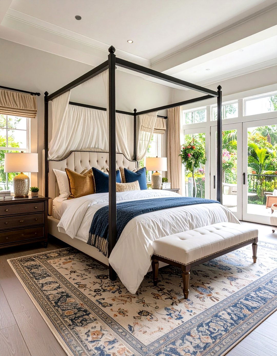 Transitional Master Suite with Black Four Poster Trim - 25 Black Trim Interiors