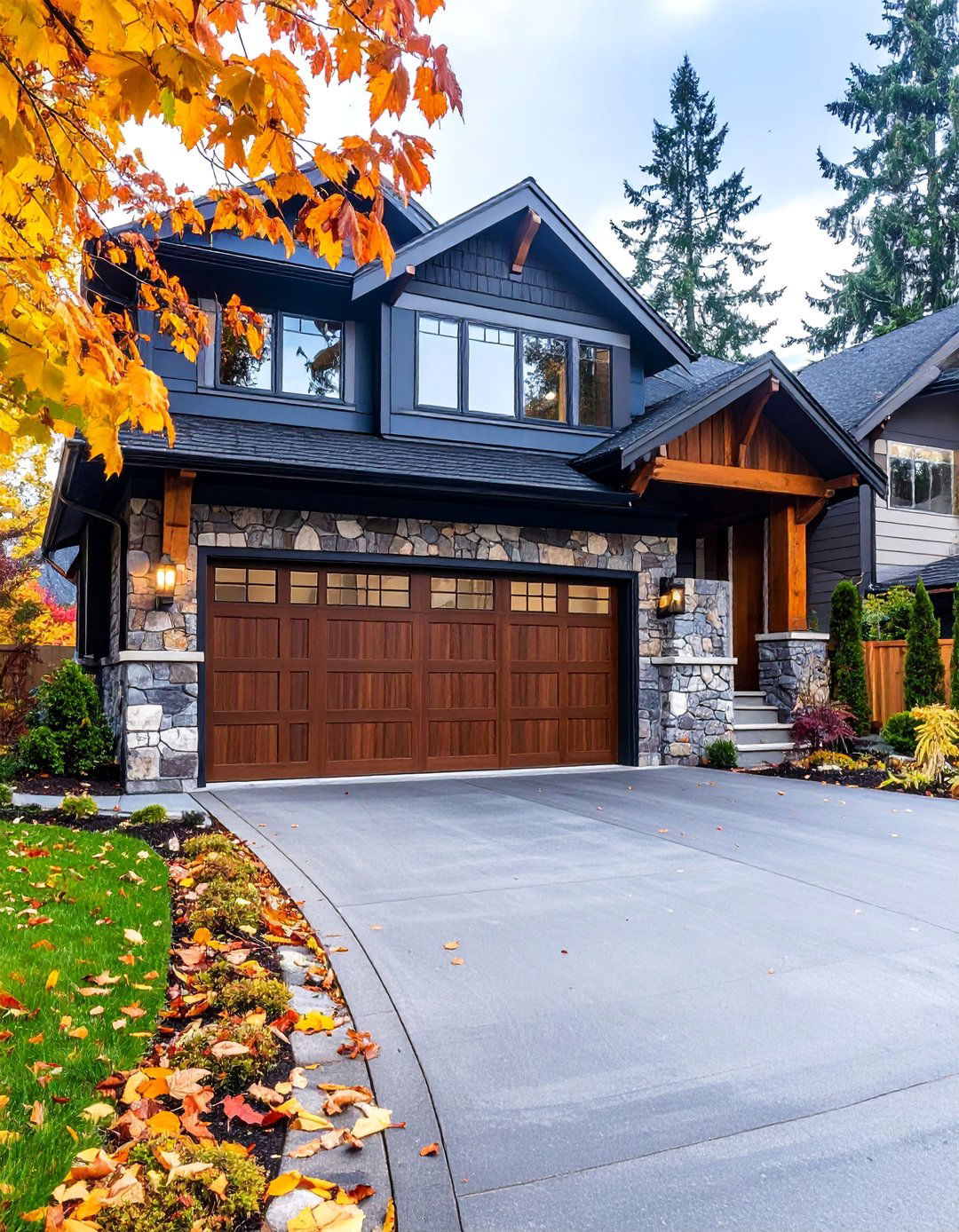 Transitional Mixed Material Trim Combination - 25 Exterior Garage Door Trim Ideas