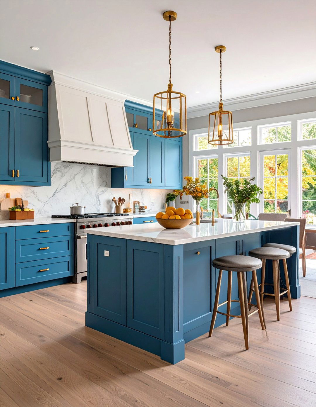 Transitional Open Kitchen with Two Tone Cabinetry - 25 Open Kitchen Living Room Ideas