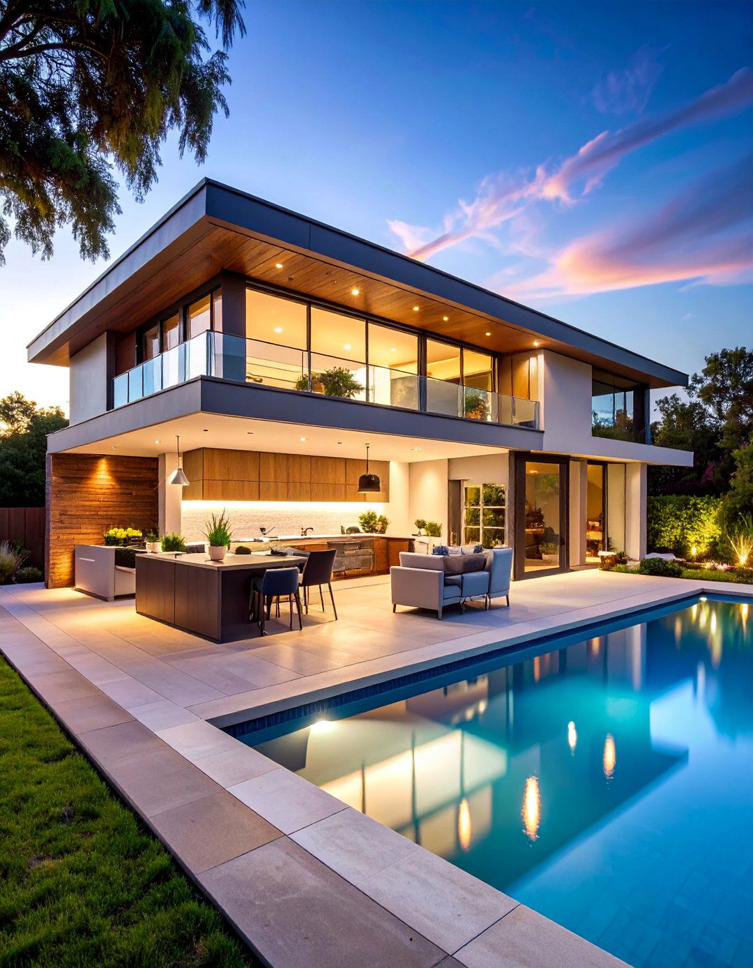 Transitional Pool House with Flexible Kitchen Layout Design - 25 Pool House With Outdoor Kitchen Ideas