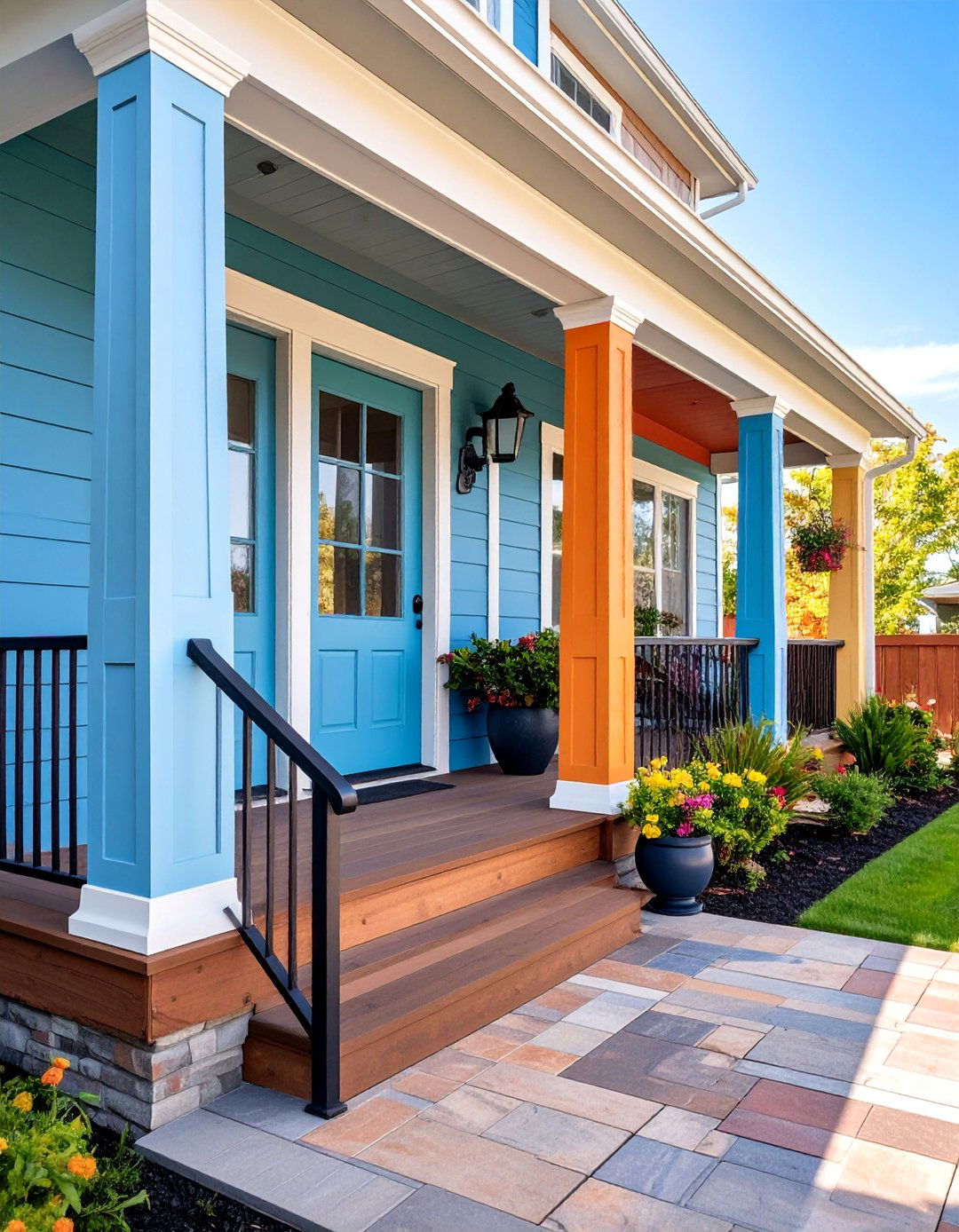 Transitional Porch with Mixed Materials - 25 Modern Front Porch Ideas