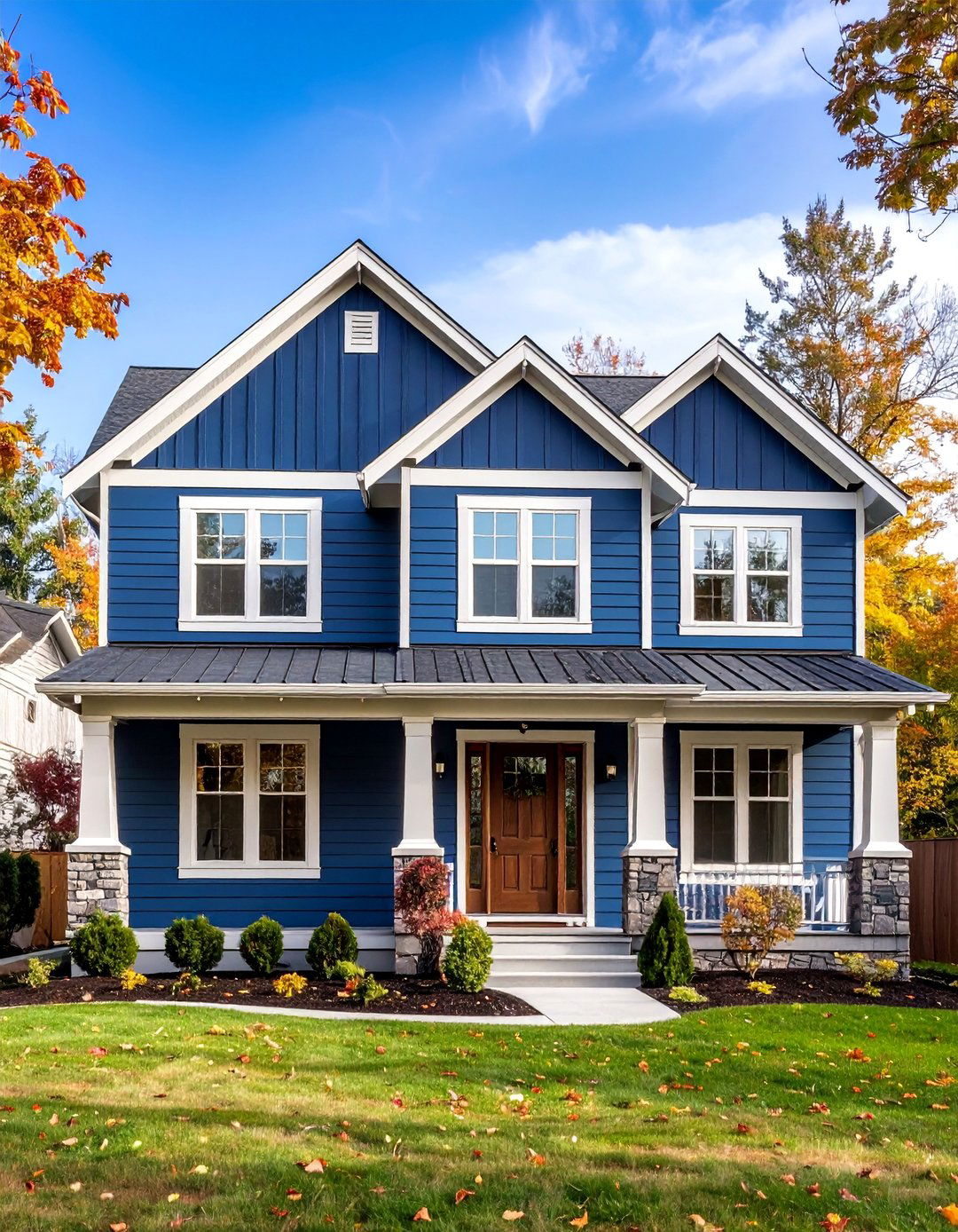 Transitional Slate Blue Horizontal Siding - 25 Blue House Siding With White Trim
