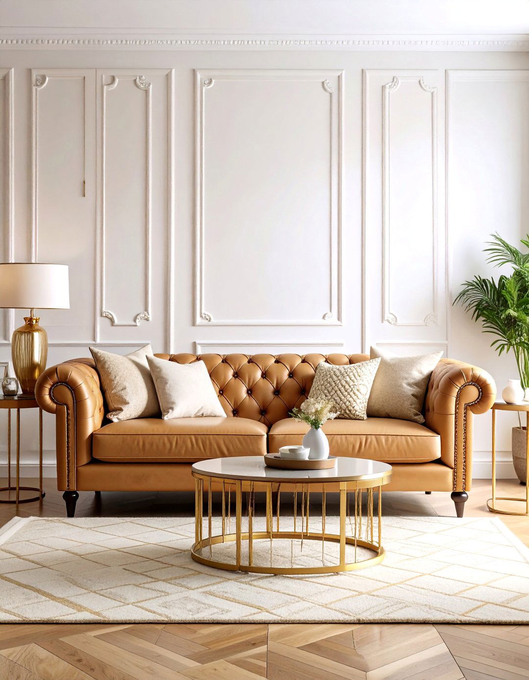 Transitional Style Cream and Gold Living Room - 25 Cream and Gold Living Room Ideas