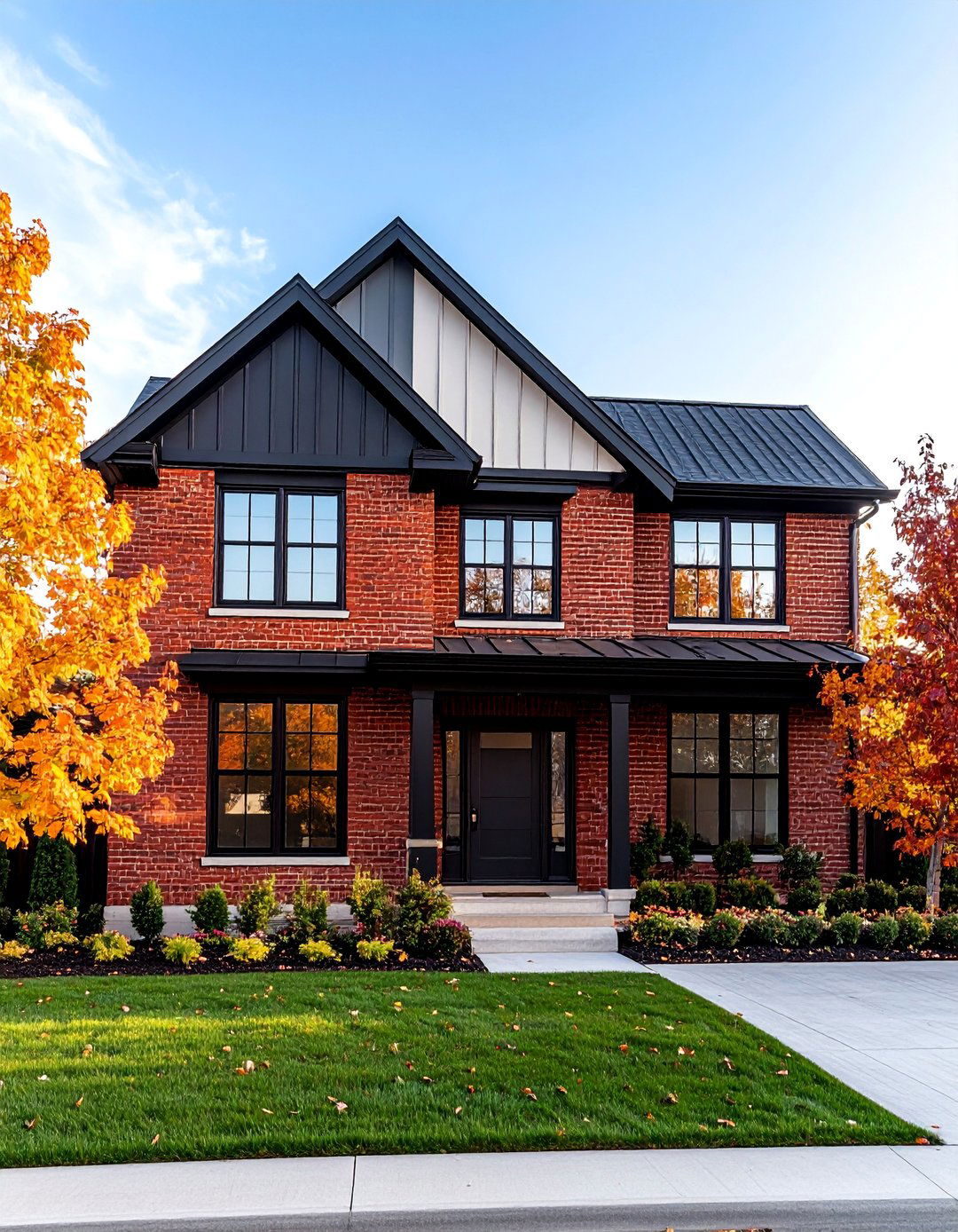 Transitional Style House with Black Mixed Windows - 25 Houses With Black Windows
