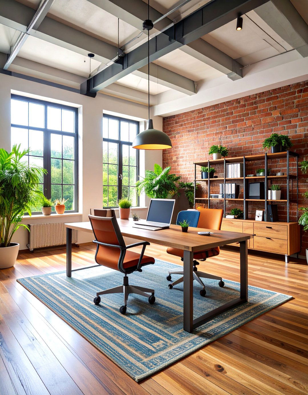 Transitional Style Loft Office with Balanced Elements - 25 Loft Office Ideas