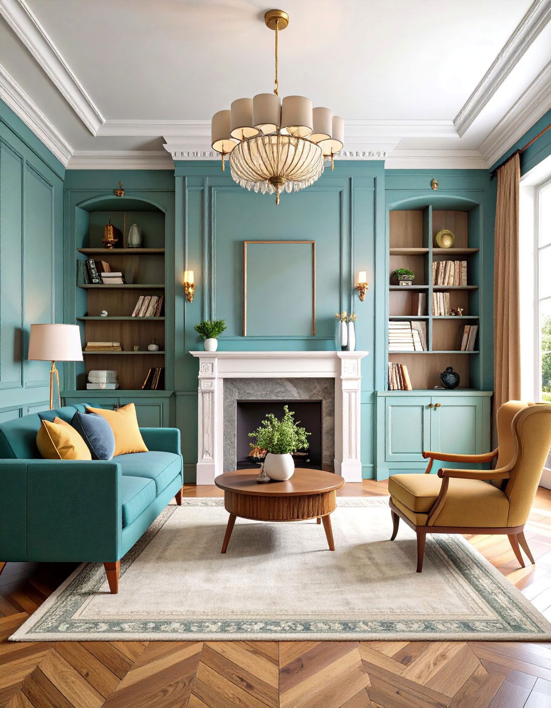 Transitional Style with Symmetrical Built Ins - 25 Electric Fireplace Ideas With Tv Above