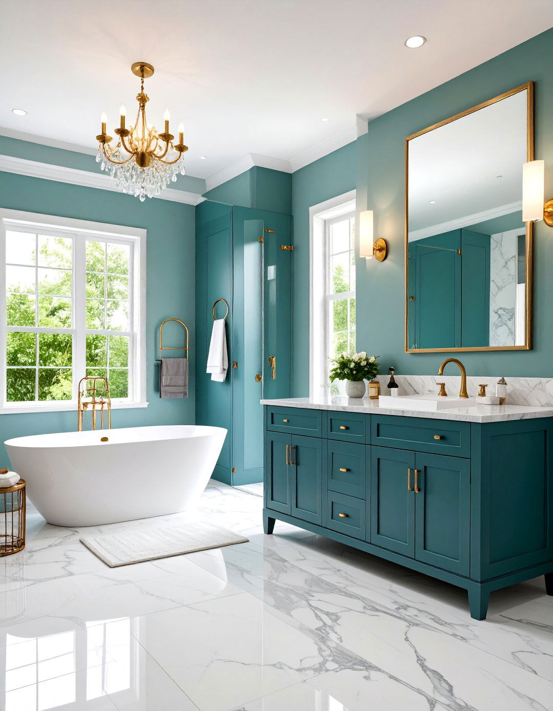 Transitional Teal and Gray Bathroom - 25 Teal Bathroom Ideas