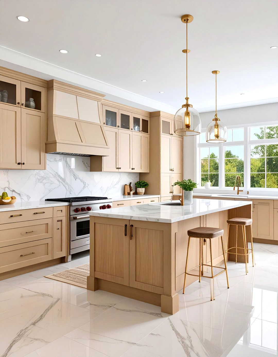 Transitional Two Tone Beige Kitchen - 25 Kitchens With Beige Kitchen Cabinets