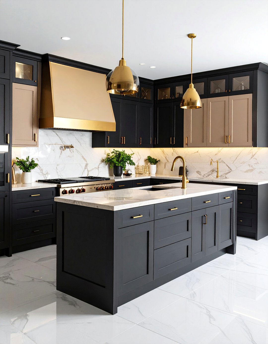 Transitional Two Tone Black and Beige Kitchen - 25 black and beige kitchen ideas