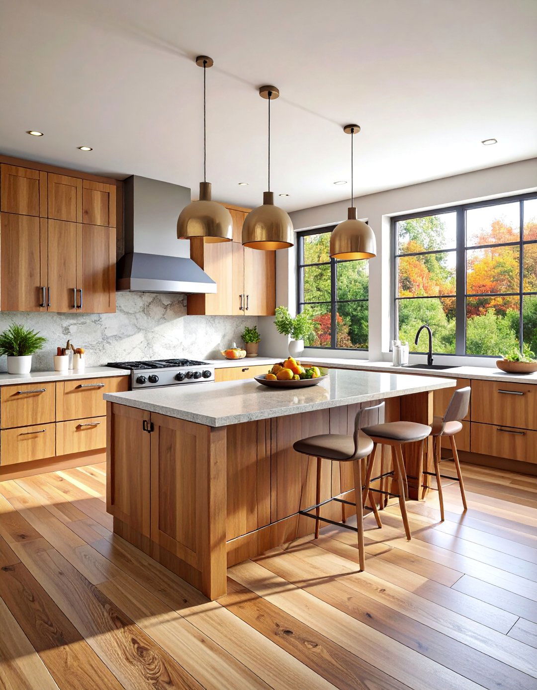 Transitional U Shaped Kitchen with Mixed Materials - 25 Kitchen Layout Ideas