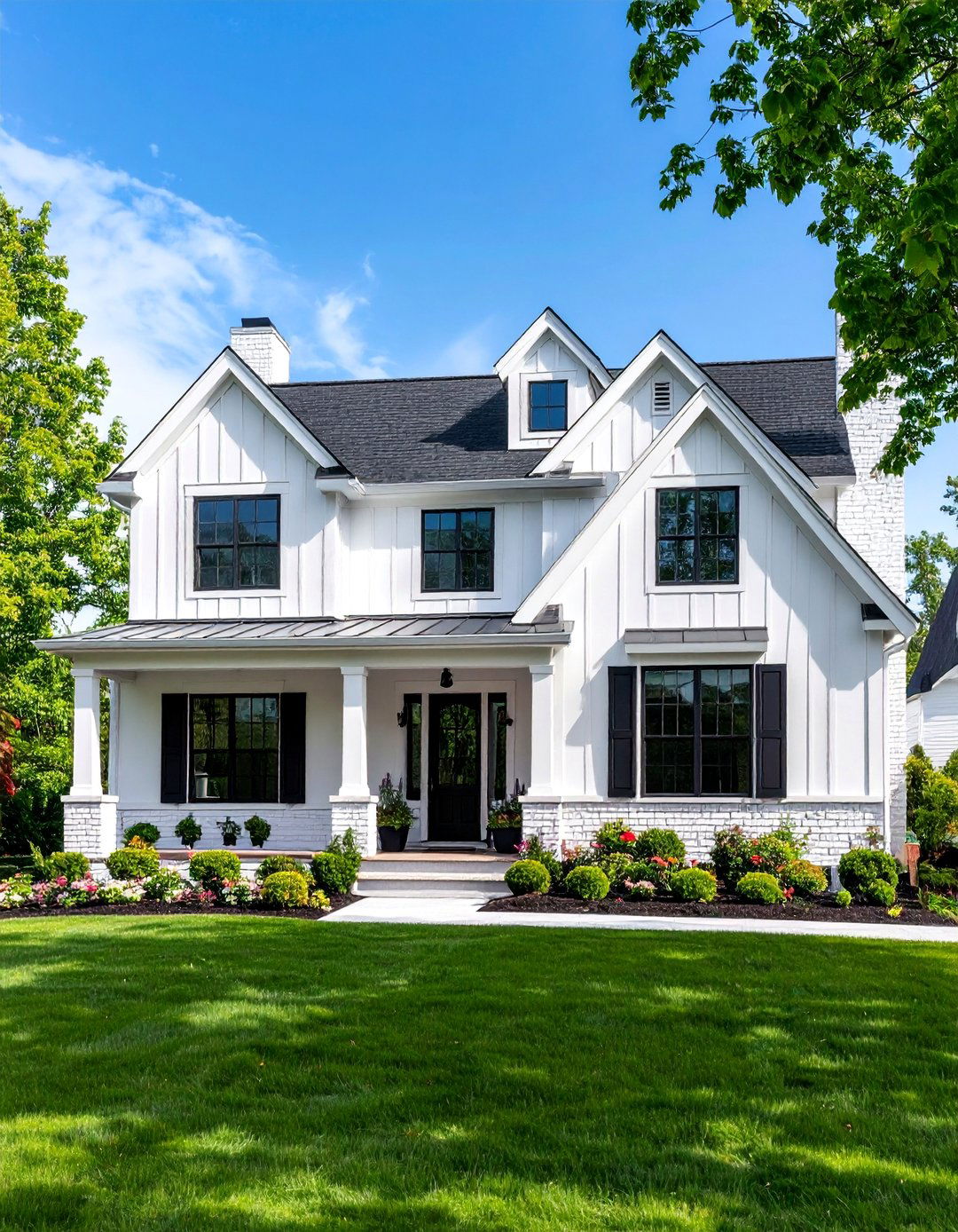 Transitional White Brick and Board - 25 White Home Exterior Ideas