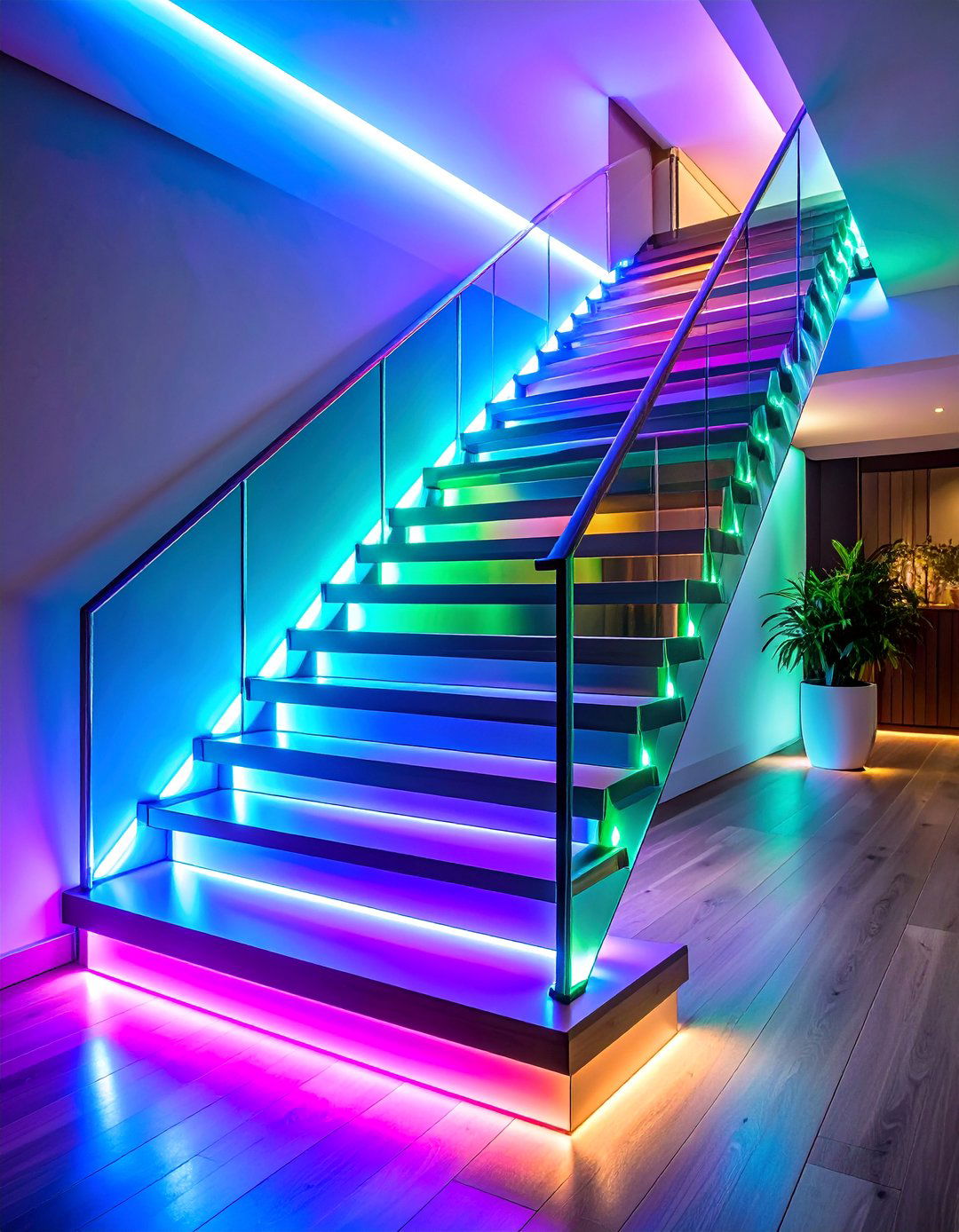 Translucent Acrylic Staircase with Color Changing LEDs - 25 Modern Staircases