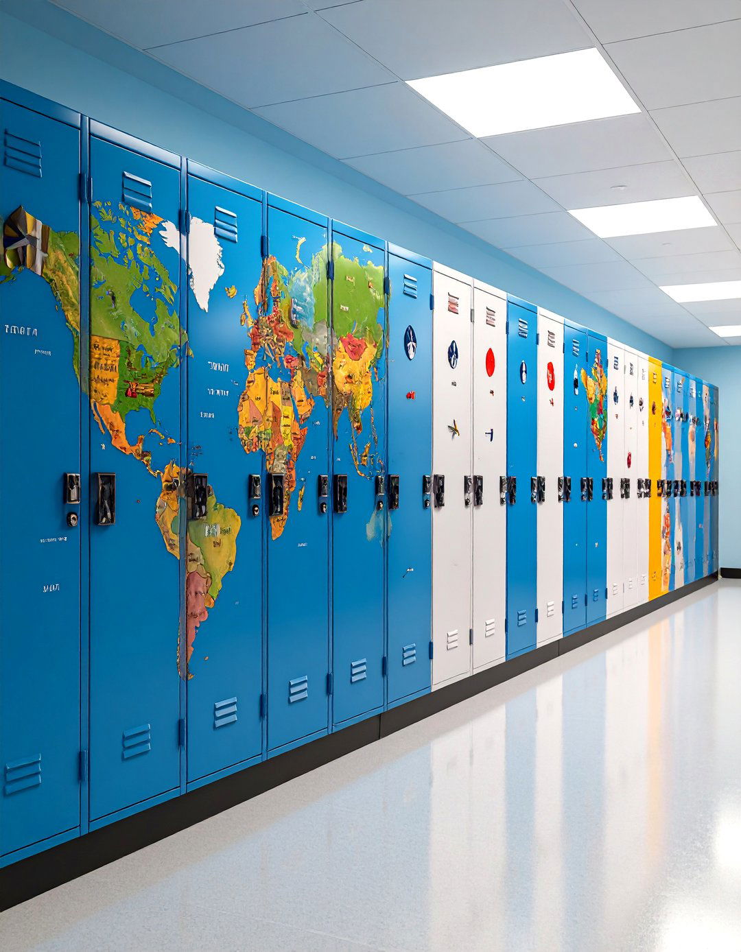 Travel Adventure World Map Locker - 25 Locker Decor Ideas